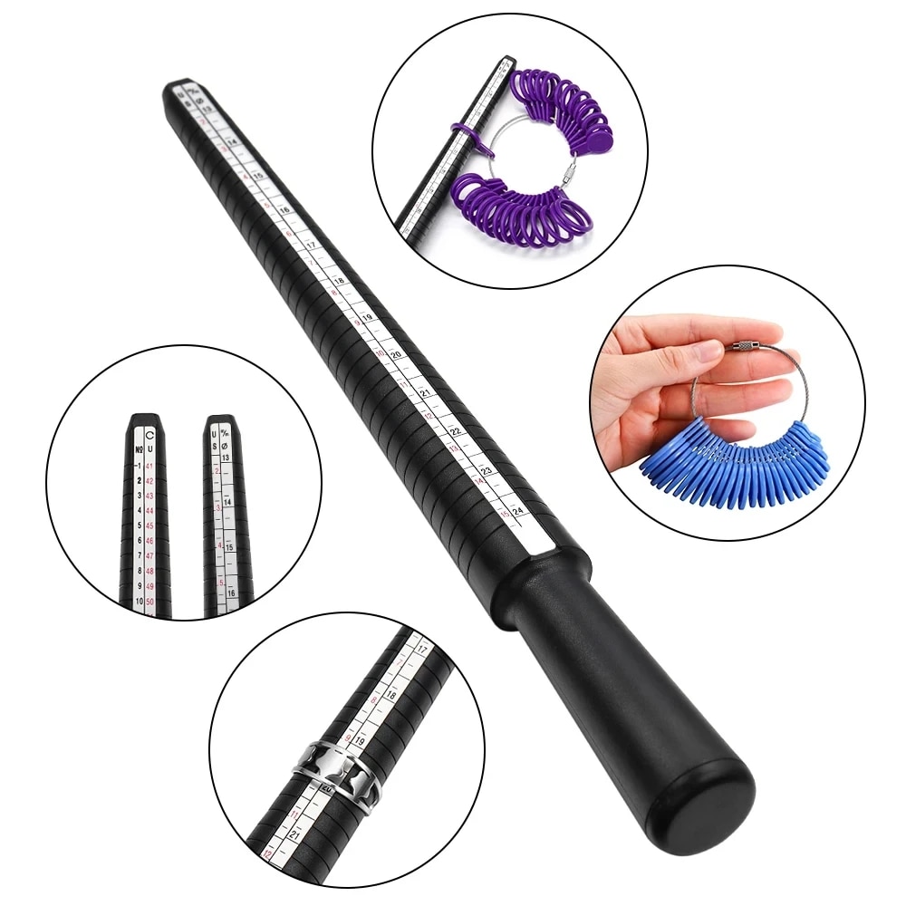 Jewelry Making Kit Professional - プロのジュエリーツールセット、リングゲージ、アイゼン、フィンガールーラー、サイザー測定、DIYサイズセット、プラスチック、uk、usサイズ