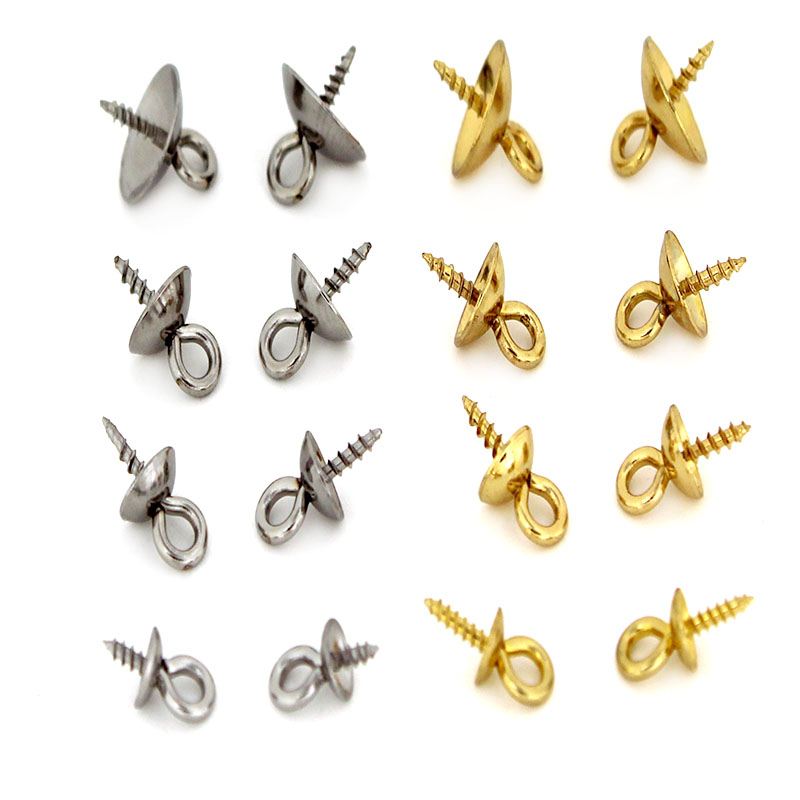 Jewelry Making Charms - 20個入り ステンレス製クラスプ フック スクリューアイピン ベイルペグ 半穴ビーズ