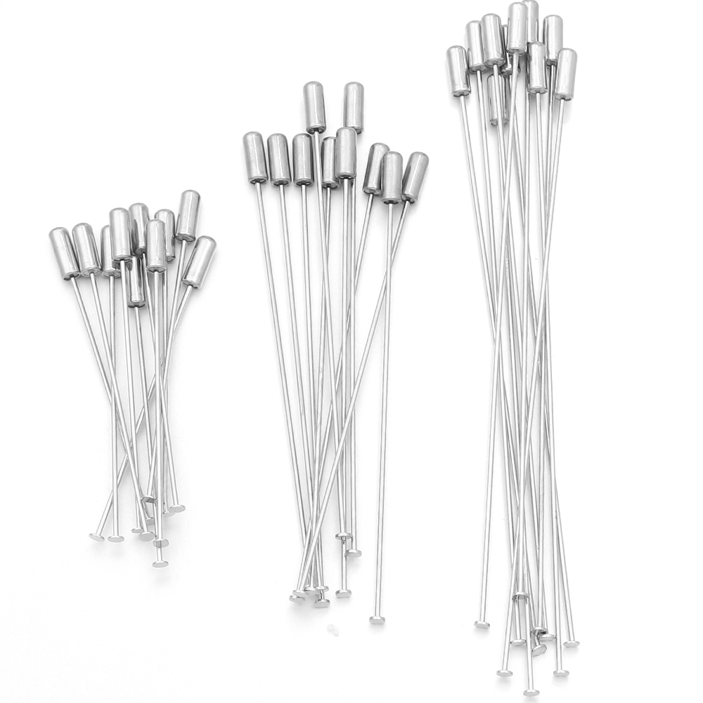 Jewelry Making Head Pins - 10個入り 60/90/120mm 銅製ブローチピン フラットヘッド安全ピン ストッパー付き DIYジュエリー製作