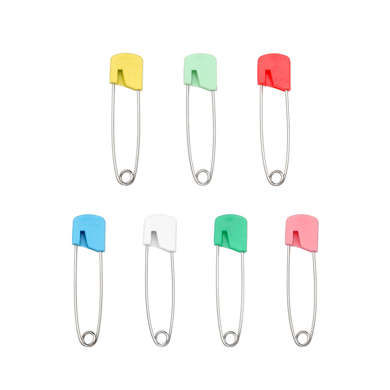 Head Pin Assorted - ベビー安全ピン、プラスチックロックヘッド付きステンレス鋼、幼児服用アソートカラー