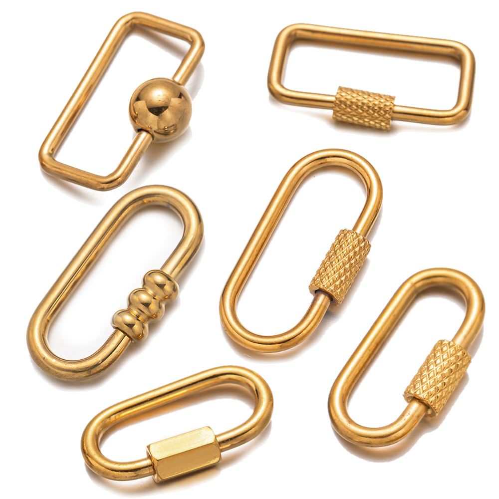 Jewelry Making Charms - 5 個のステンレス鋼小さな楕円形ロックカラビナスクリューロックチャームキークラスプネックレスブレスレットジュエリーメイキングハンドバッグ DIY