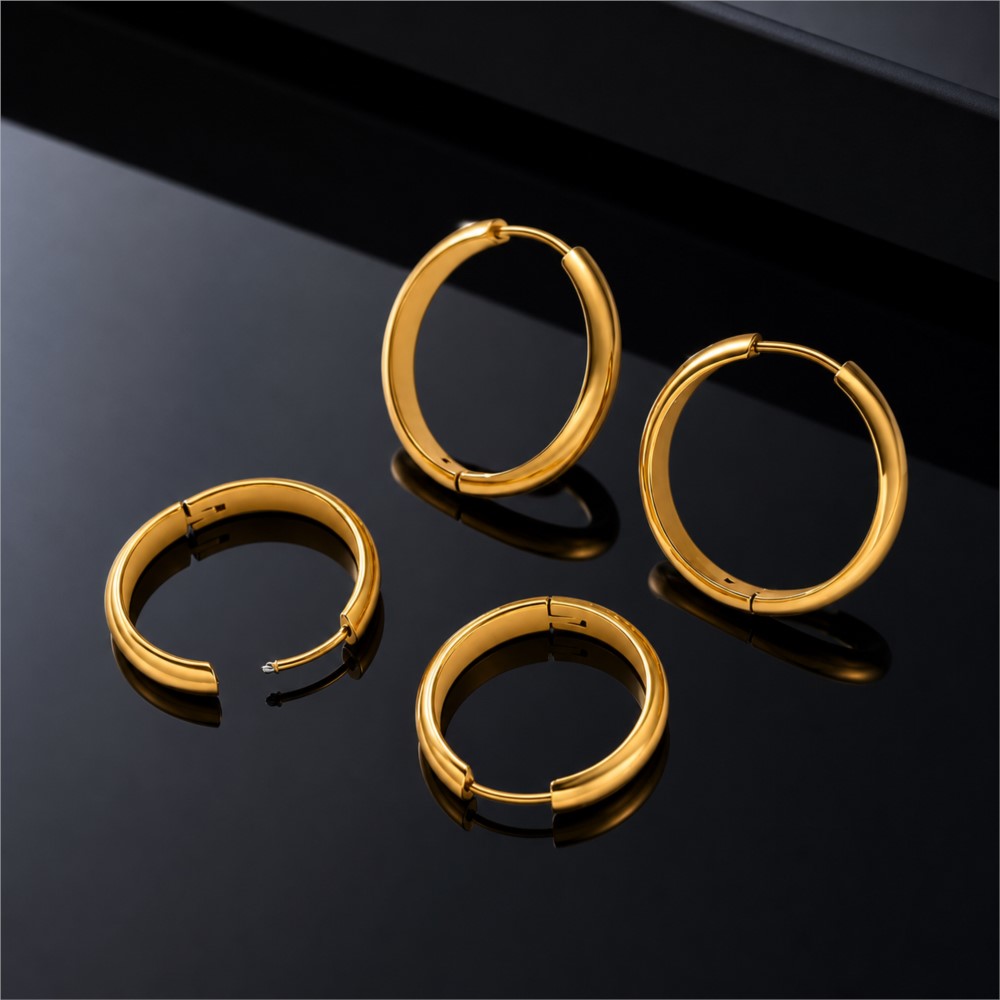 Jewelry Making Charms - 4個入りステンレス製丸型フープイヤリング ファッションイヤーピアスジュエリー DIY用 女性男性向け シンプルなデイリーチャーム ジュエリーメイキングパーツ
