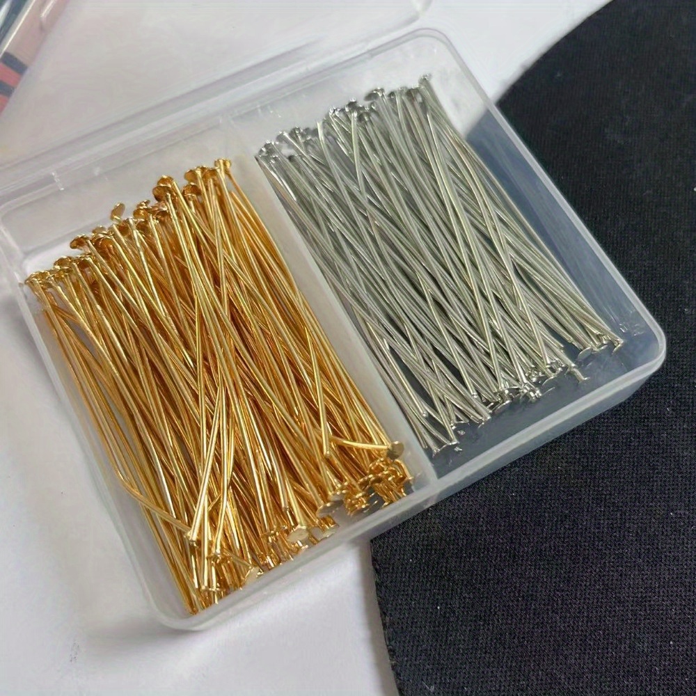 Jewelry Making Head Pins - 200本入り 30/40/50mm 鉄製針 ボックス入り 卸売 フラットニードルヘッド
