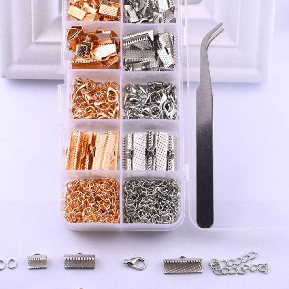 Jewelry Making Diy Kit - 371個入りゴールデンネックレスバックルジュエリー製作ツールキット DIYネックレス製作用耐久性のあるジュエリーアクセサリーセット