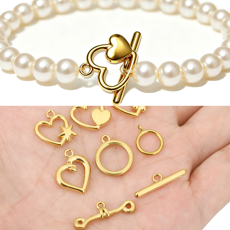 Jewelry Making Pins - 5セットPVD加工ステンレス鋼OTクラスプトグルブレスレットフックエンドネックレスコネクターDIYジュエリー製作アクセサリー用