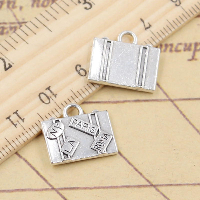 Jewelry Making York - 10 個チャーム旅行バッグニューヨークパリローマラ 15 × 16 ミリメートルチベットシルバーカラーペンダントアンティークジュエリー作る
