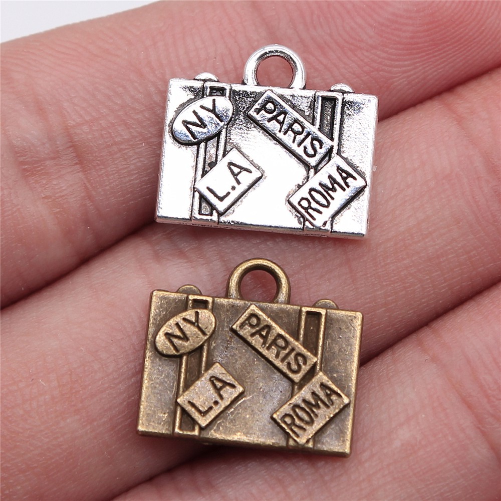 Jewelry Making York - Wysiwyg 5個15 × 16ミリメートルチャーム旅行バッグニューヨークパリローマラ2色作るdiy手作りジュエリー