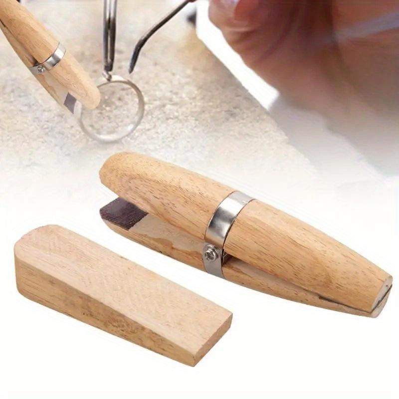 Jewelry Making Hand Tools - 1Pc 新高品質木製リングクランプ宝石商ホルダージュエリー作成ベンチワークプロフェッショナル木製ピンセットハンドジュエリーツール