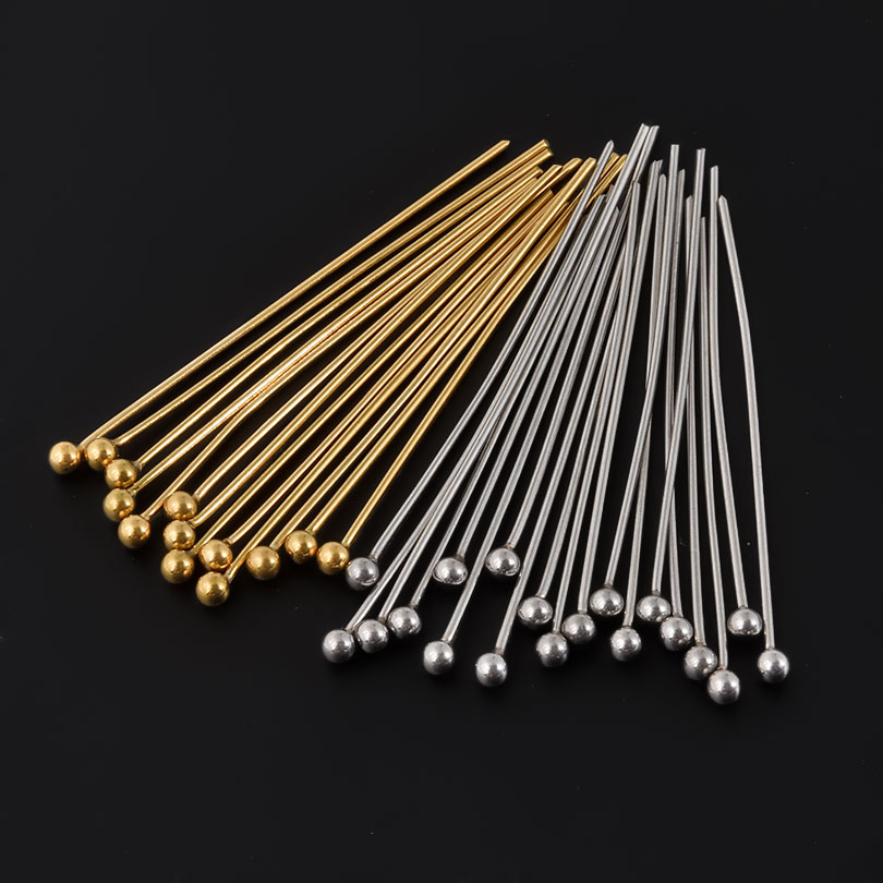 50 ピース/ロット 18 18k ゴールドメッキボールヘッ - Jewelry Making Head Pins のレビューと価格