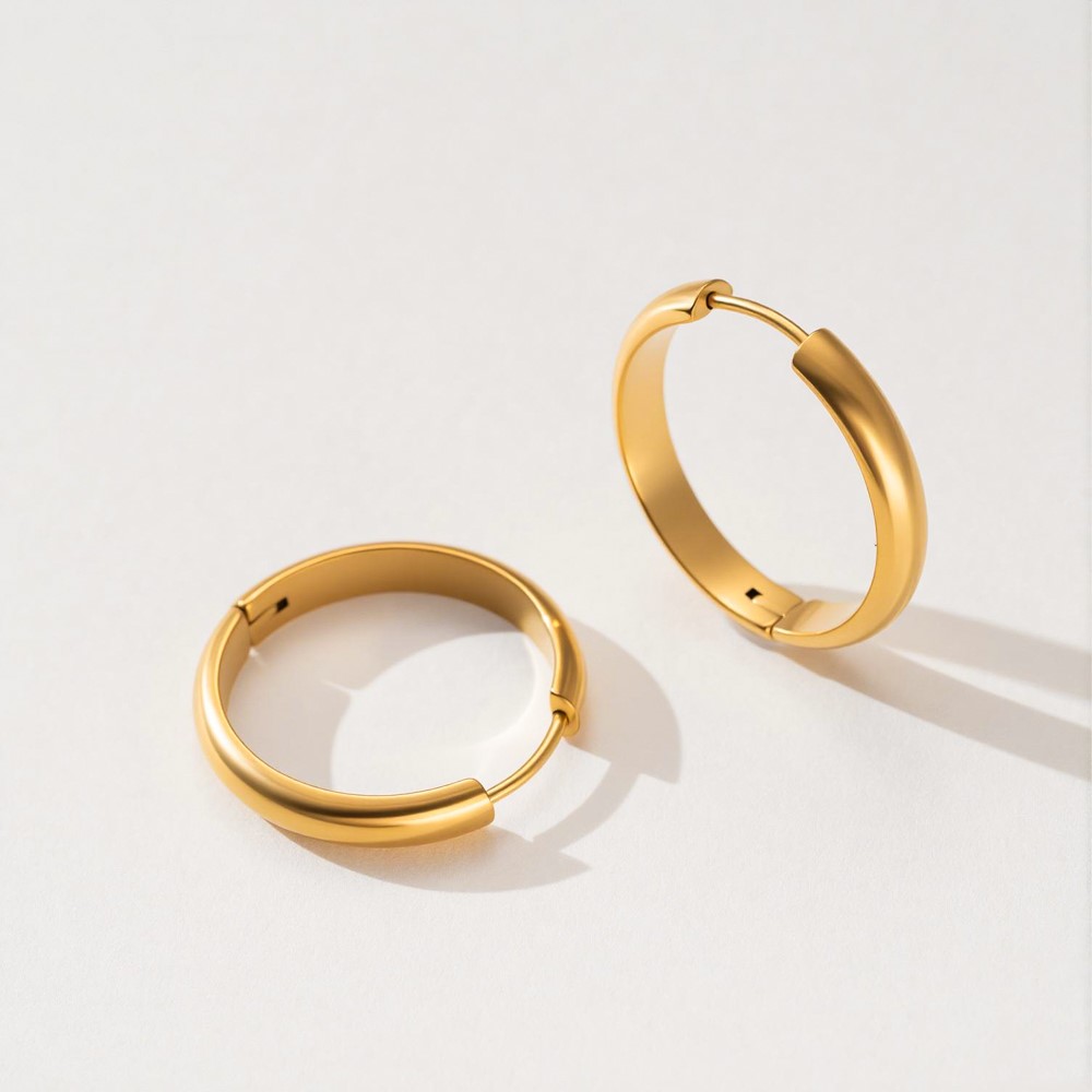 4個入りステンレス製丸型フープイヤリング ファッションイヤー - Jewelry Making Charms のレビューと価格