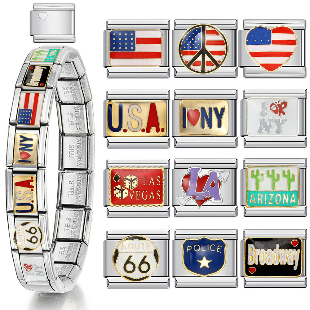 イタリアのステンレス鋼のチャームブレスレット,伸縮性のあるリ - Jewelry Making York のレビューと価格