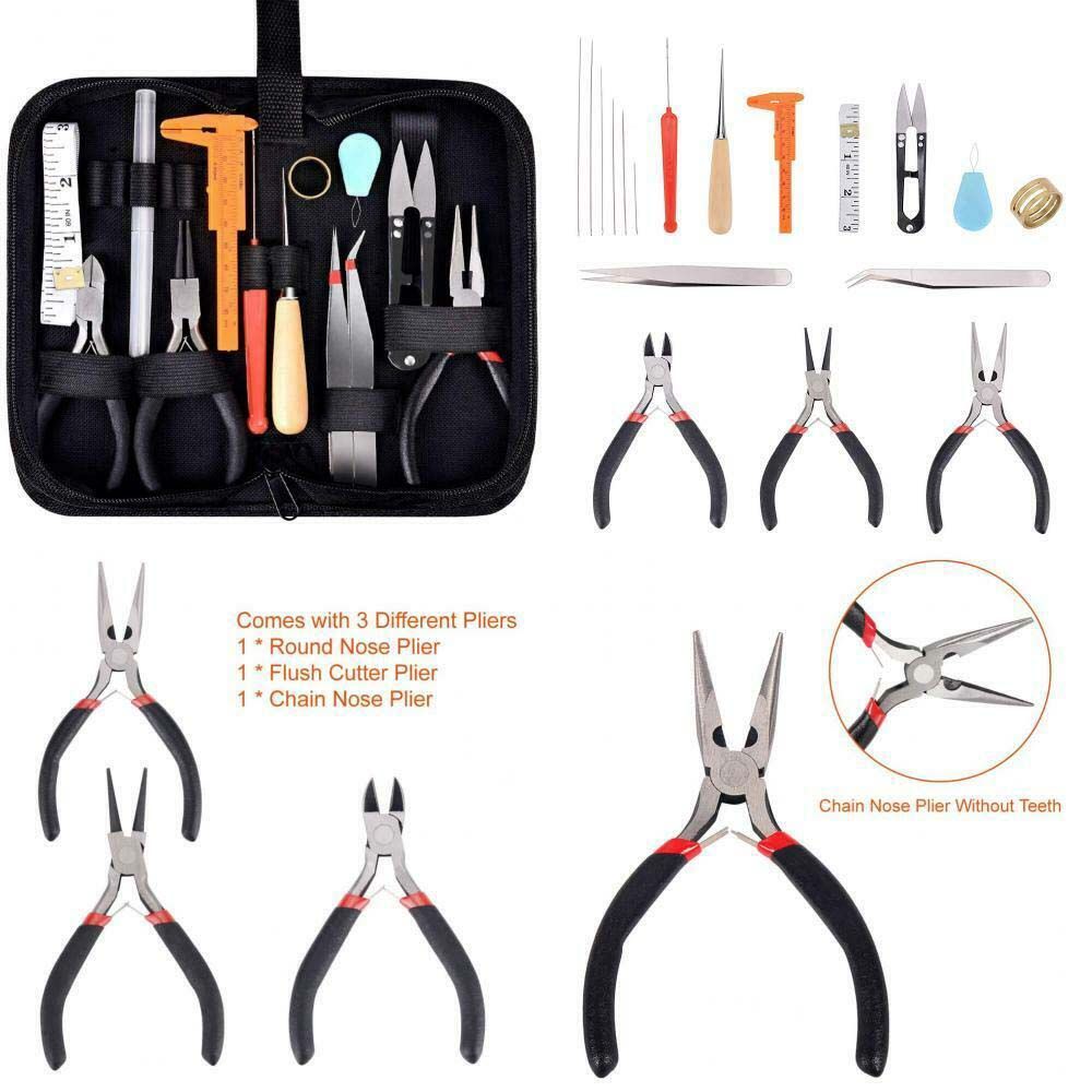 19点入りプロ用アクセサリーDIYブラックバッグクラフトプラ - Jewelry Making Kit Professional のレビューと価格