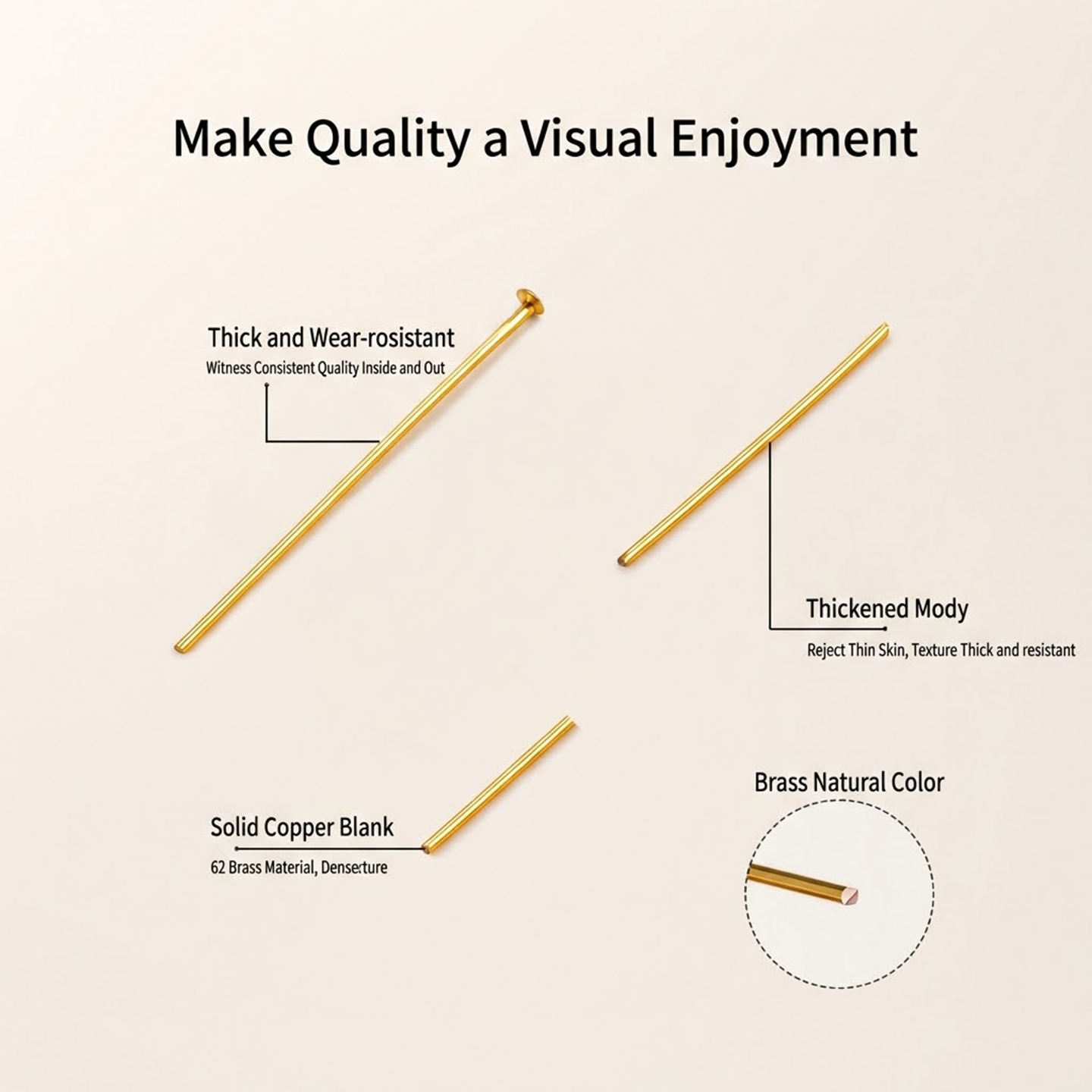 50個入り 18K金メッキ フラットヘッドピン 16-50m - Jewelry Making Head Pins のレビューと価格