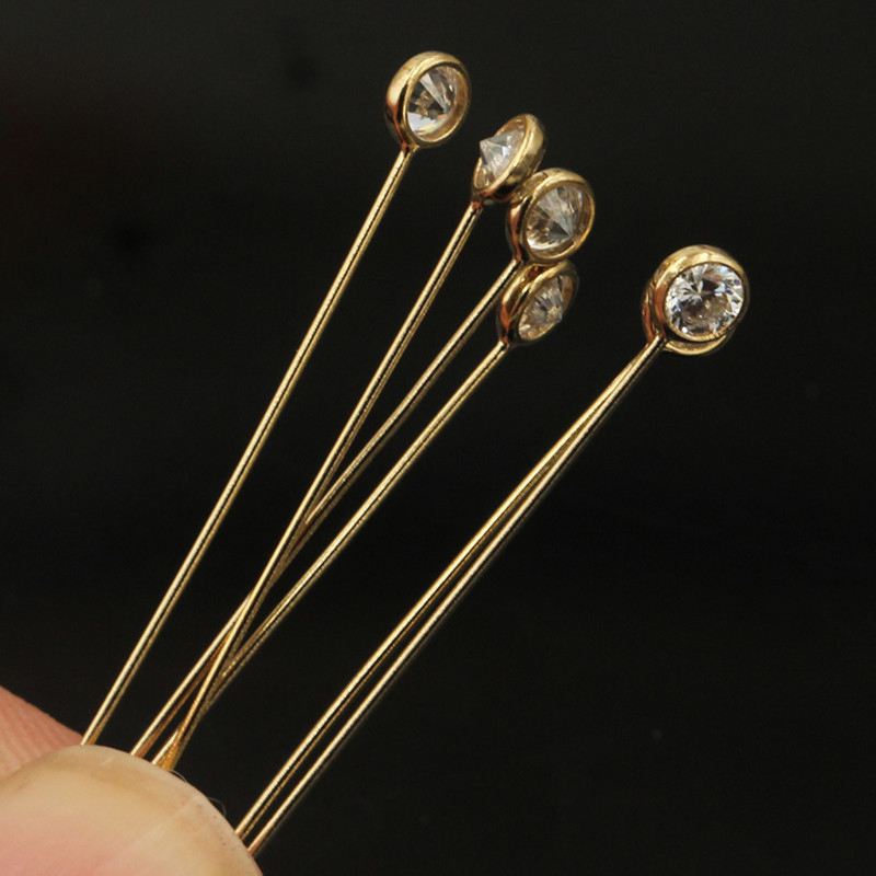 ジルコニアヘッドピン,14kゴールドメッキ,日曜大工のジュエ - Jewelry Making Head Pins のレビューと価格