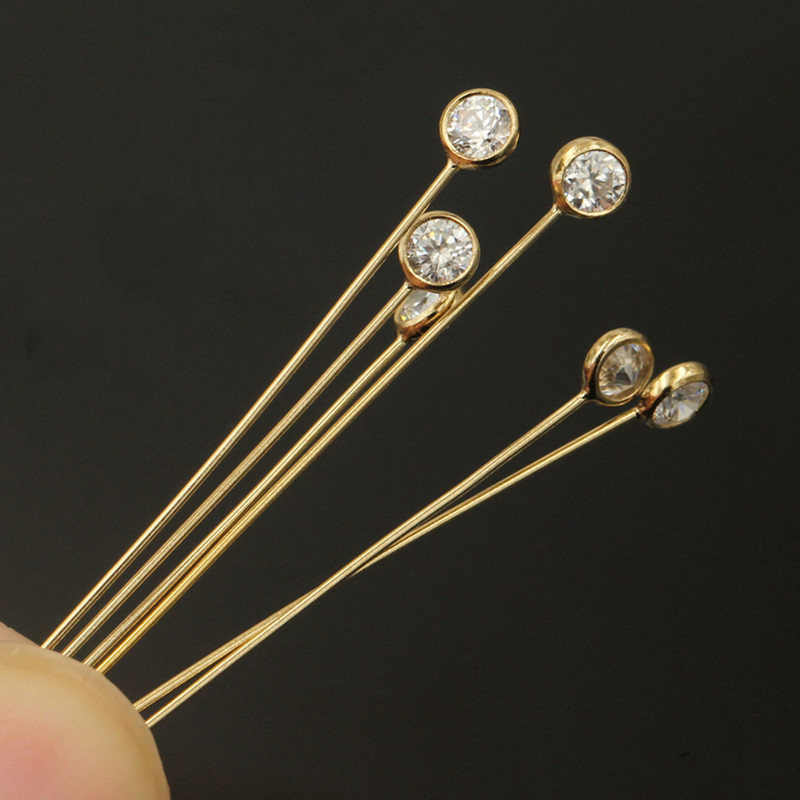 ジルコニアヘッドピン,14kゴールドメッキ,日曜大工のジュエ - Jewelry Making Head Pins のレビューと価格