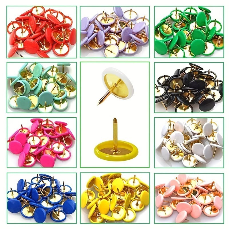 435個の丸頭プッシュピン、オフィス掲示板用、ランダムカラー - Head Pin Assorted のレビューと価格