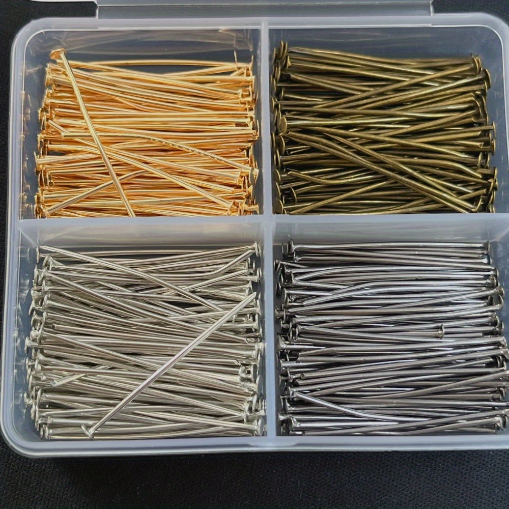 400個入り混合鉄製ヘッドピン 30mm フラットヘッド 鉄 - Jewelry Making Head Pins のレビューと価格