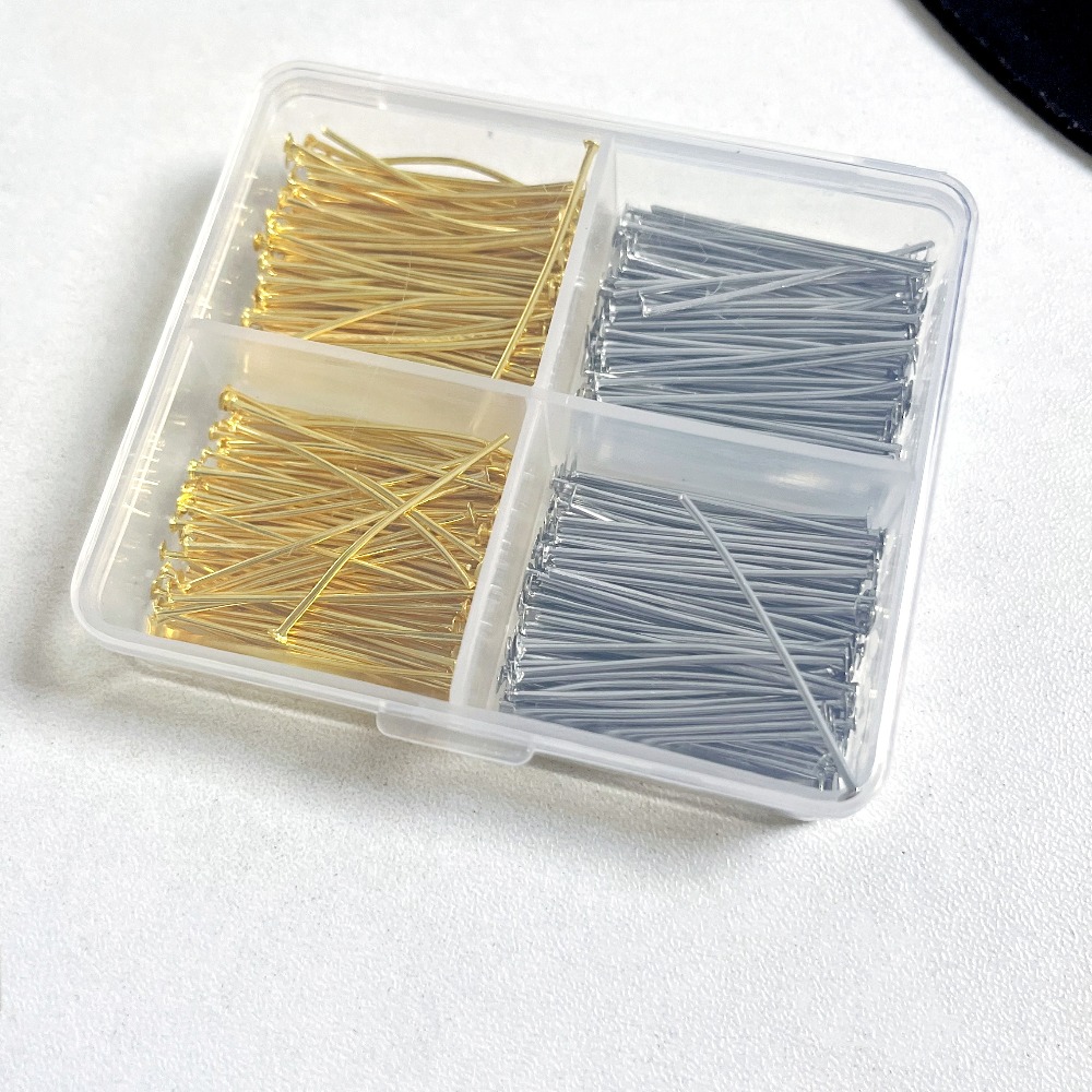 400個入り混合鉄製ヘッドピン 30mm フラットヘッド 鉄 - Jewelry Making Head Pins のレビューと価格