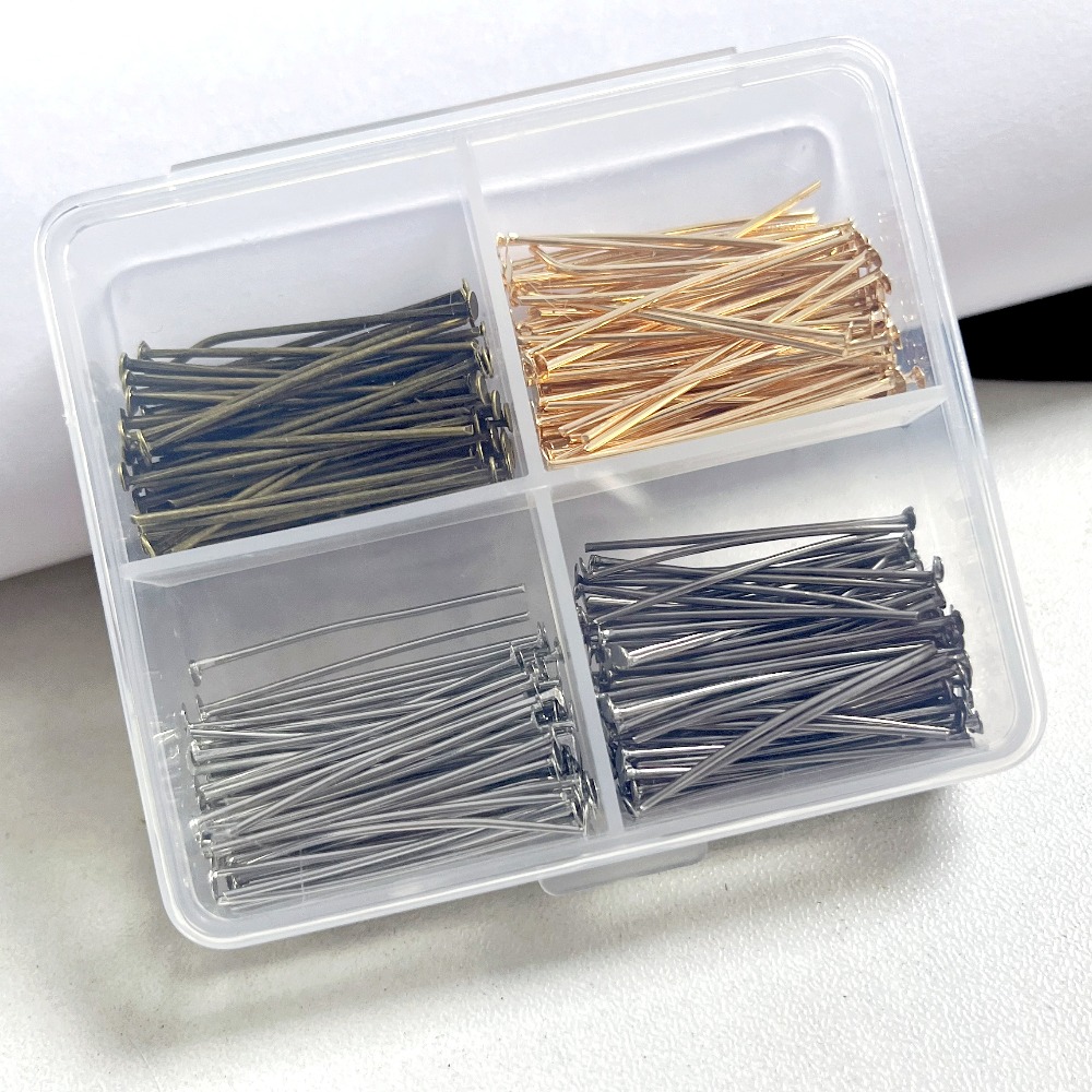 400個入り混合鉄製ヘッドピン 30mm フラットヘッド 鉄 - Jewelry Making Head Pins のレビューと価格