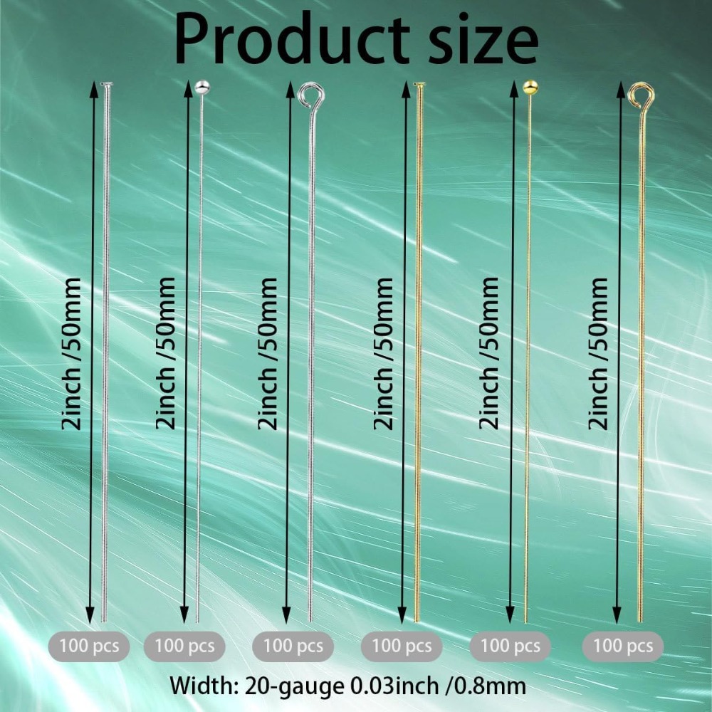600個入り フラットヘッドアイビーズピン ジュエリー製作D - Jewelry Making Head Pins のレビューと価格