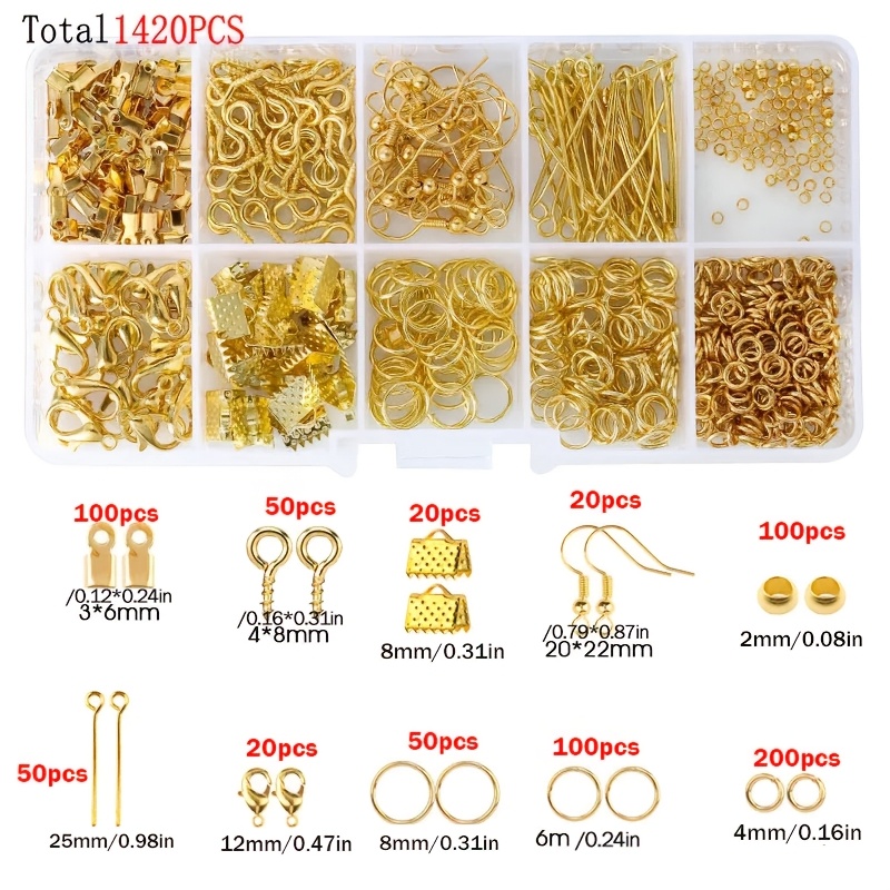 1420個入り 1箱 ジュエリーパーツセット イヤリング製作 - Jewelry Making Diy Kit のレビューと価格